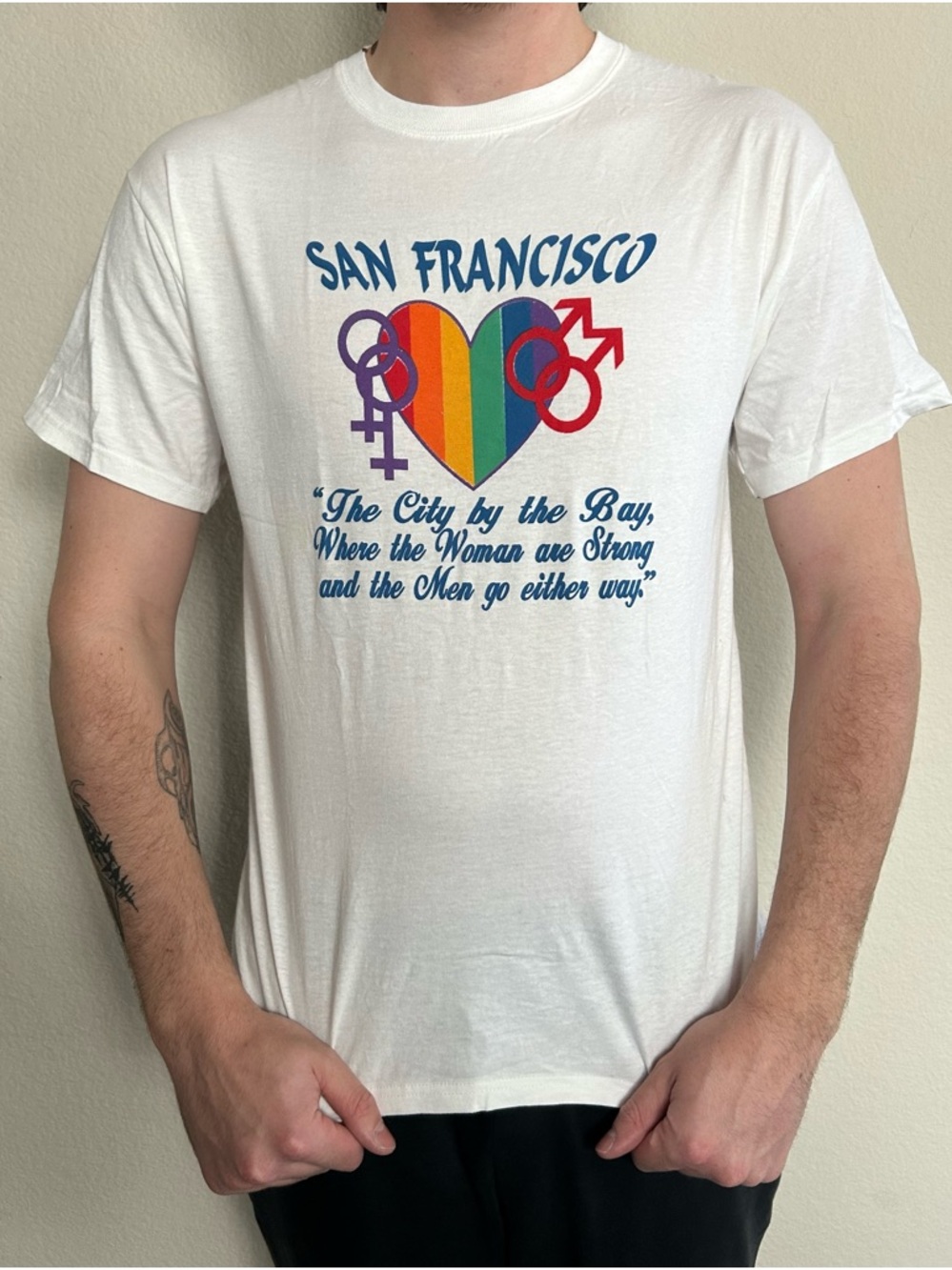 Vintage San Francisco Pride Shirt Mens Adult M White Hanes Heavyweight Tee USA